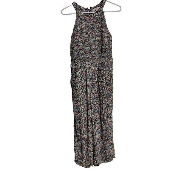 Ann Taylor Loft floral smocked wide leg halter top jumpsuit woman size 2 - Picture 2 of 8